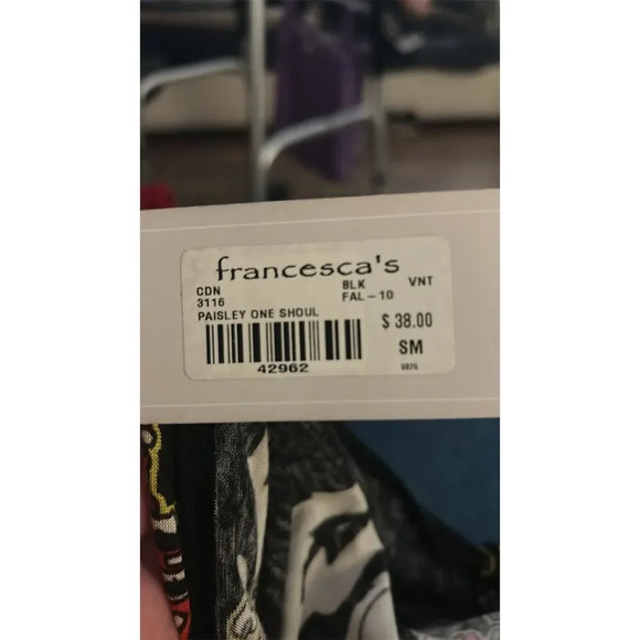 Francesca's Women's Paisley One Shoulder Dress Black Size S - Picture 6 of 7